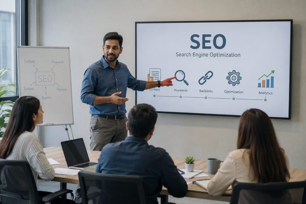 SEO training course with practical search engine optimization learning and live projects